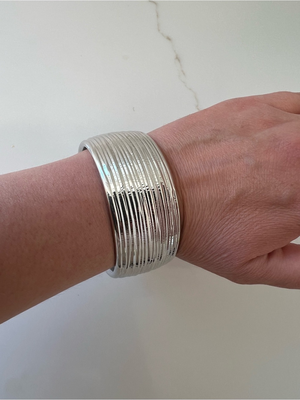 Milor BellaOro Textured Bold Bangle, 14K White Gold Over Resin - Picture 7 of 9